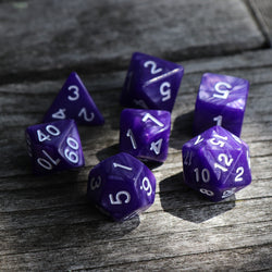 RPG Dice 7 Set - Pearl Purple (White Font)