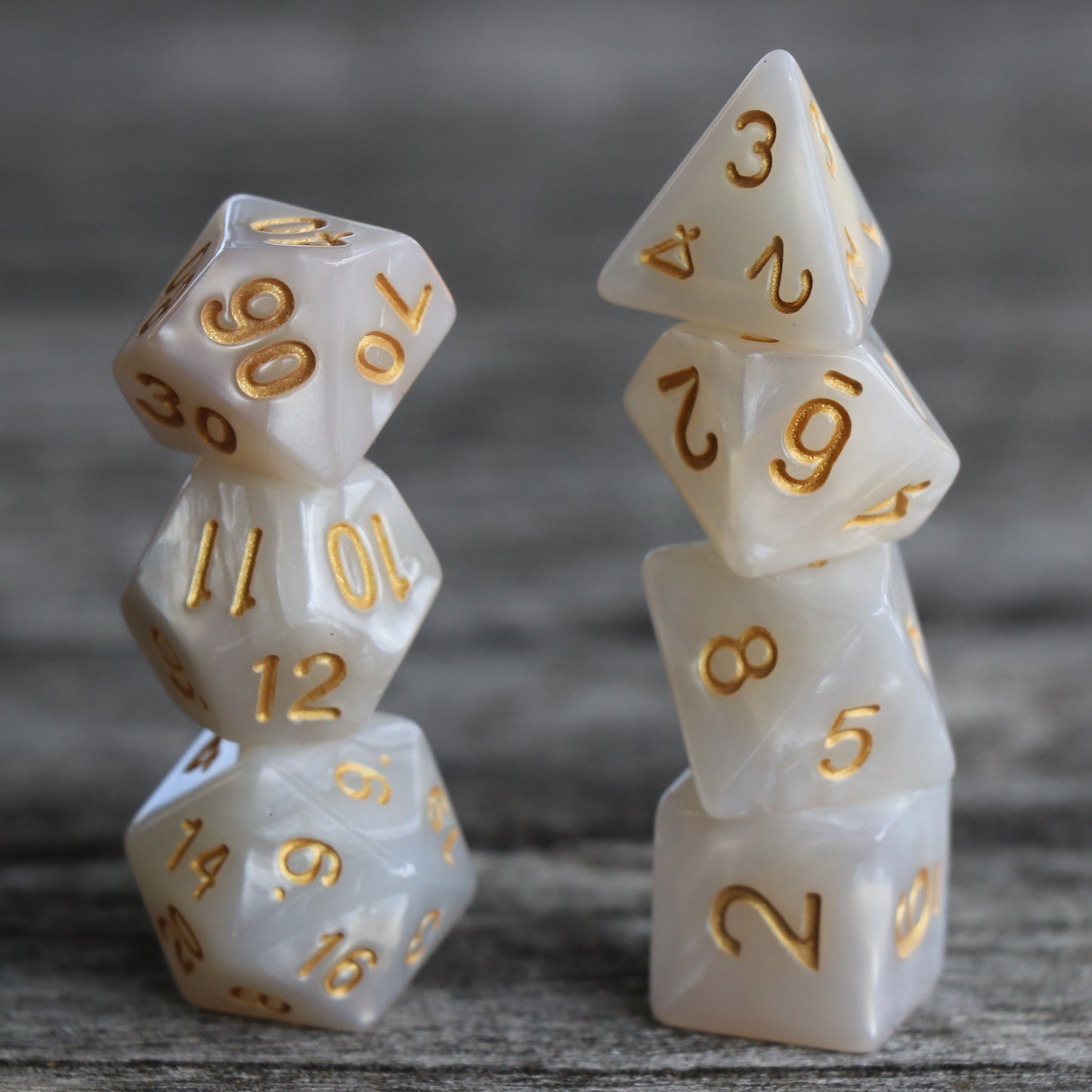RPG Dice - Pearl White - Set of 7