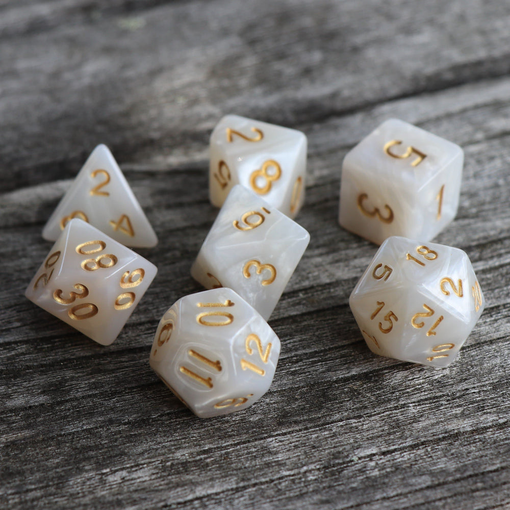 RPG Dice - Pearl White - Set of 7