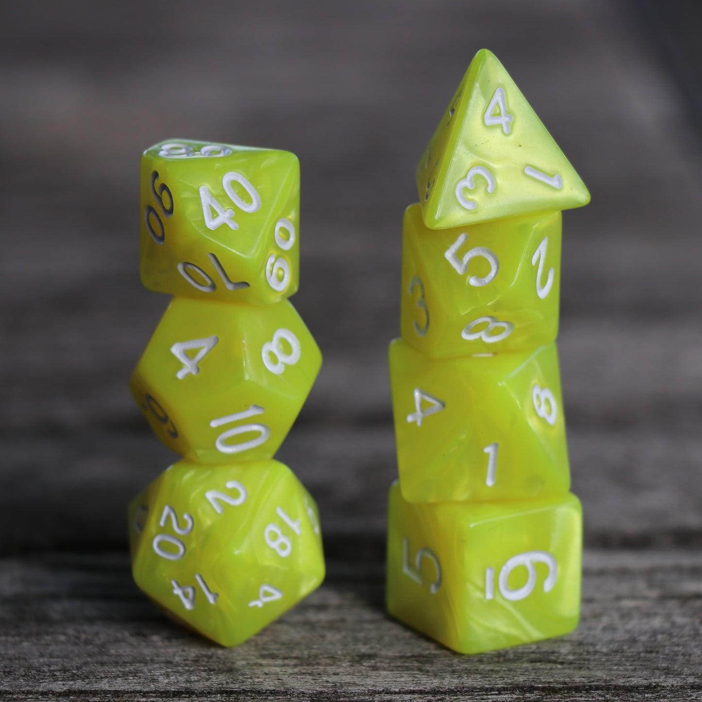 Polyhedral Dice Set | Acrylic | Pearl Bright Yellow | Set of 7 (D0002)