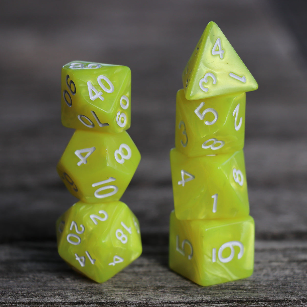 Polyhedral Dice Set | Acrylic | Pearl Bright Yellow | Set of 7 (D0002)