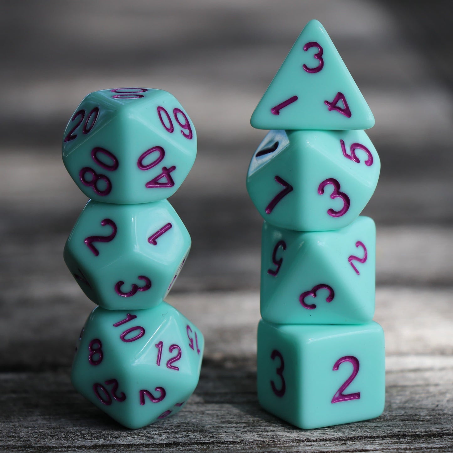 RPG Dice - Pastel Mint Rose - Set of 7