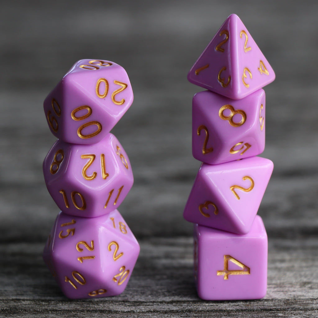 Polyhedral Dice Set | Acrylic | Pastel Cerise | Set of 7 (D0035)