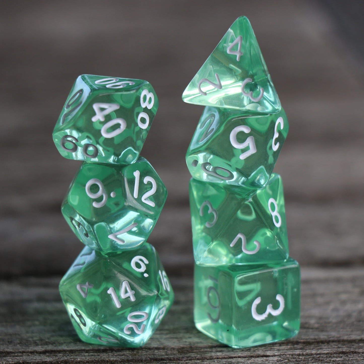 Polyhedral Dice Set | Acrylic | Emerald Gems | Set of 7 (D0199)