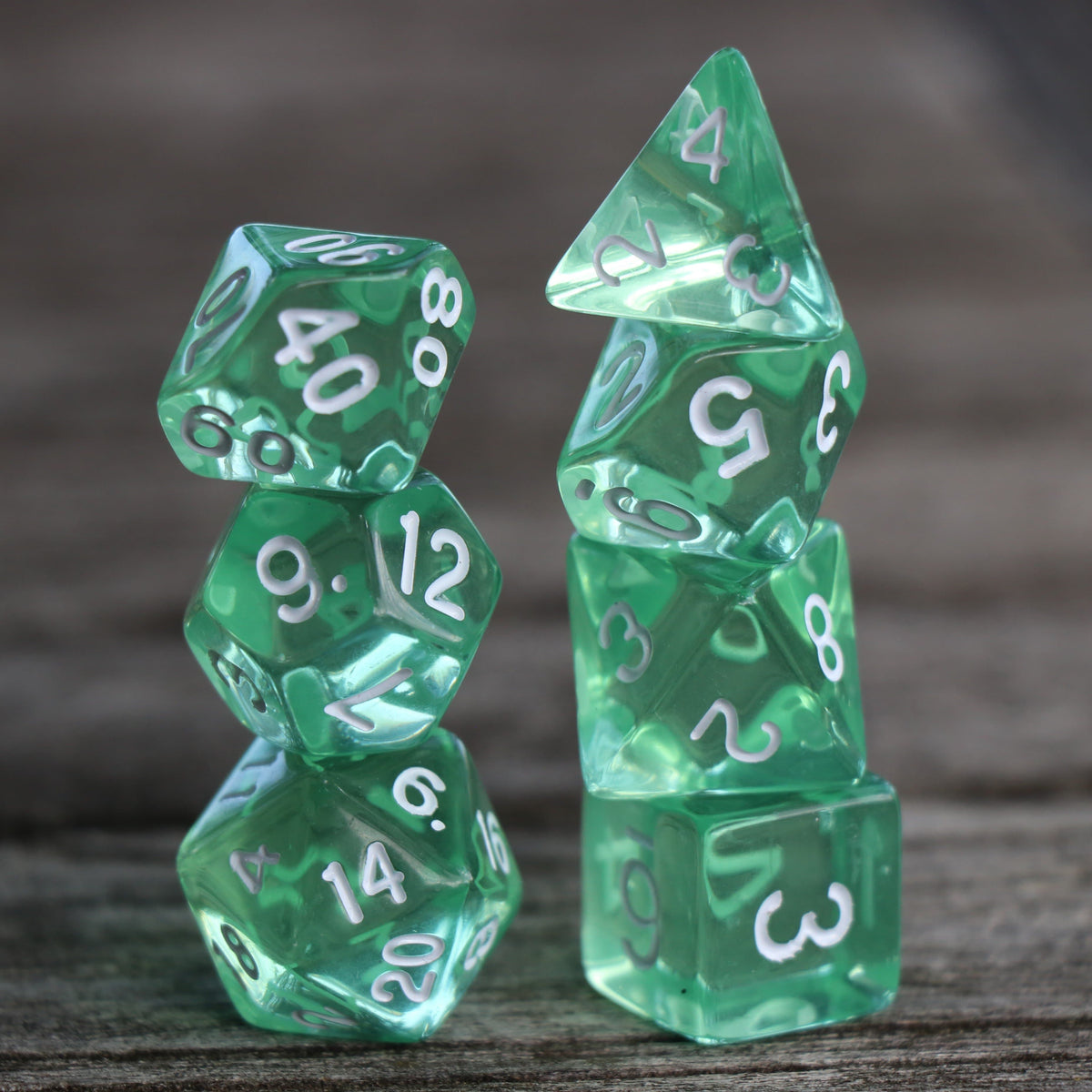 Polyhedral Dice Set | Acrylic | Emerald Gems | Set of 7 (D0199)