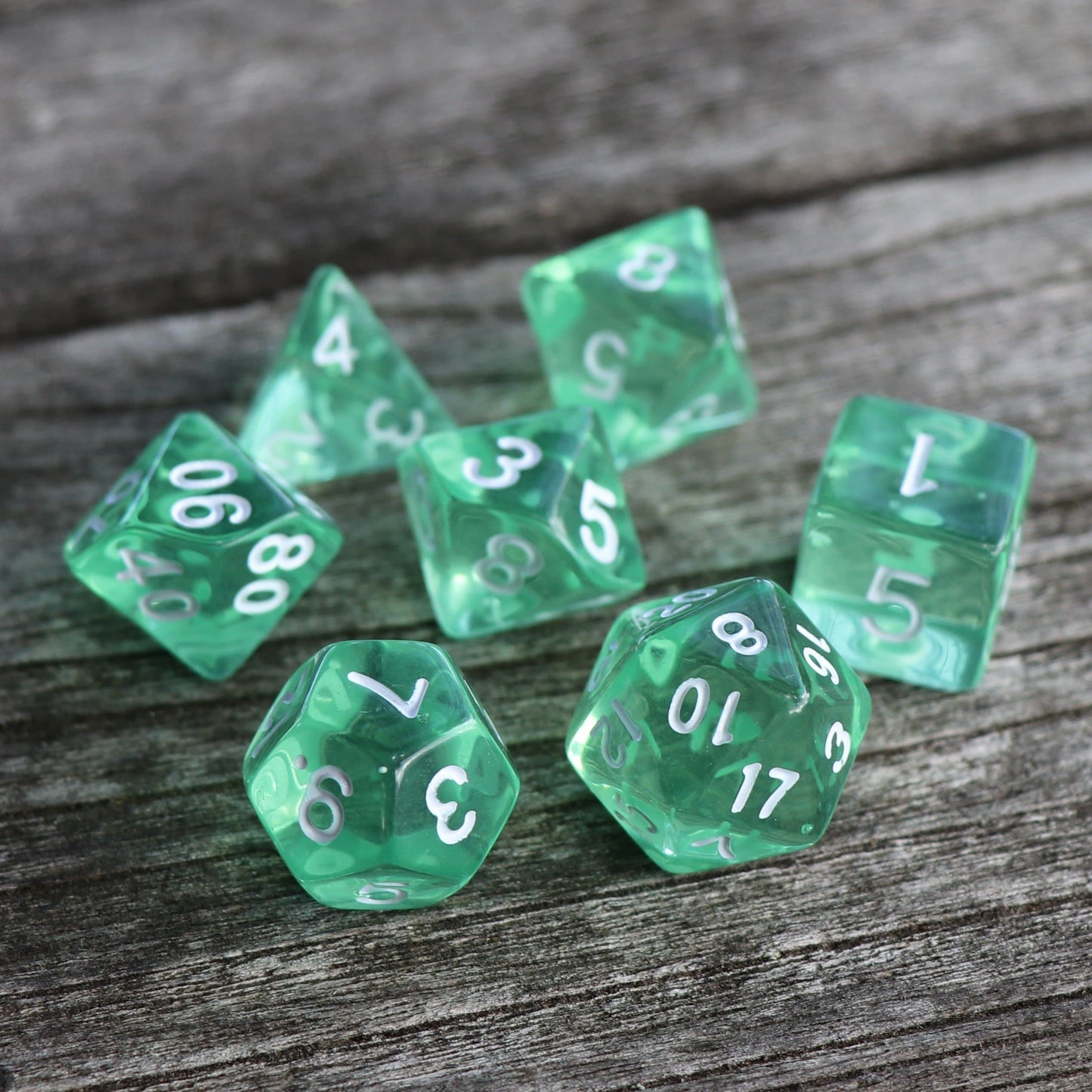 Polyhedral Dice Set | Acrylic | Emerald Gems | Set of 7 (D0199)