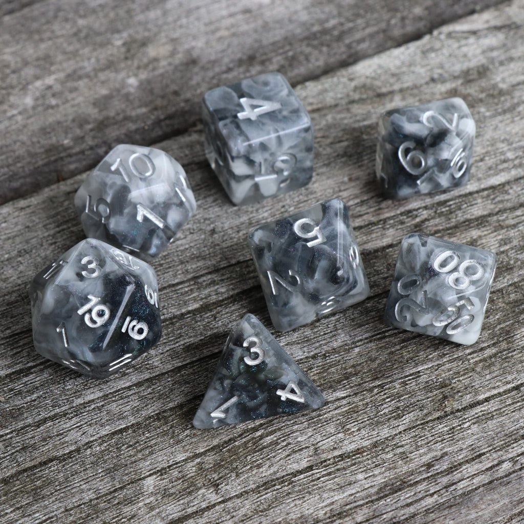 RPG Dice - "Snowy Crystal" - Set of 7