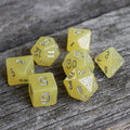 Polyhedral Dice Set | Acrylic | "Sour Glitter Lemon" | Set of 7 (D0044)