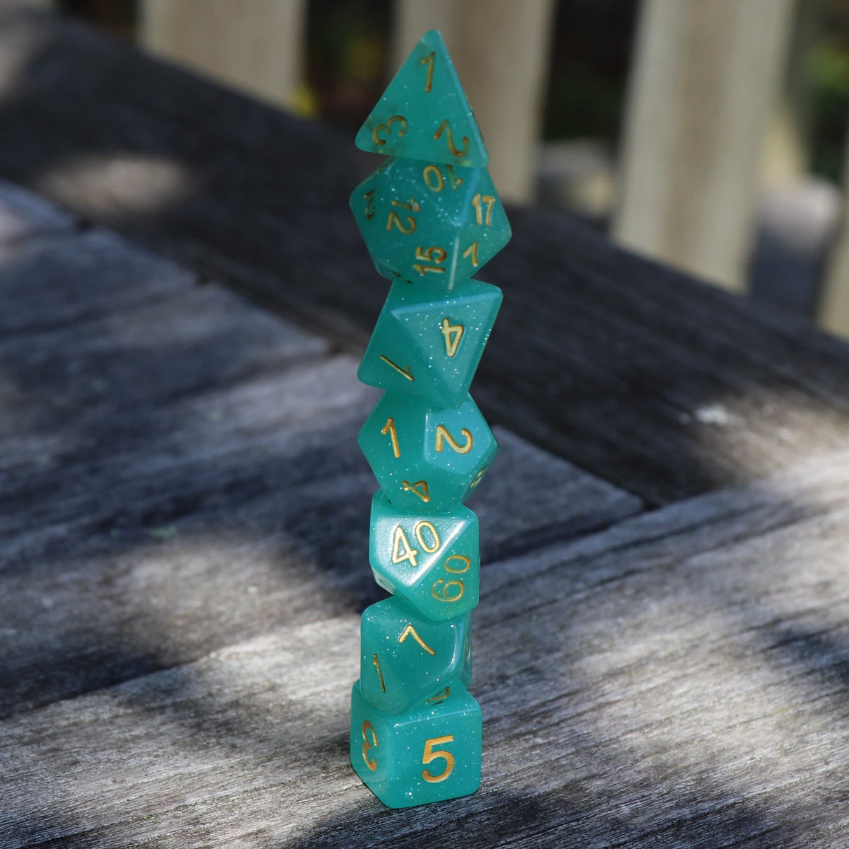 RPG Dice 7 Set - Translucent Green Glitter