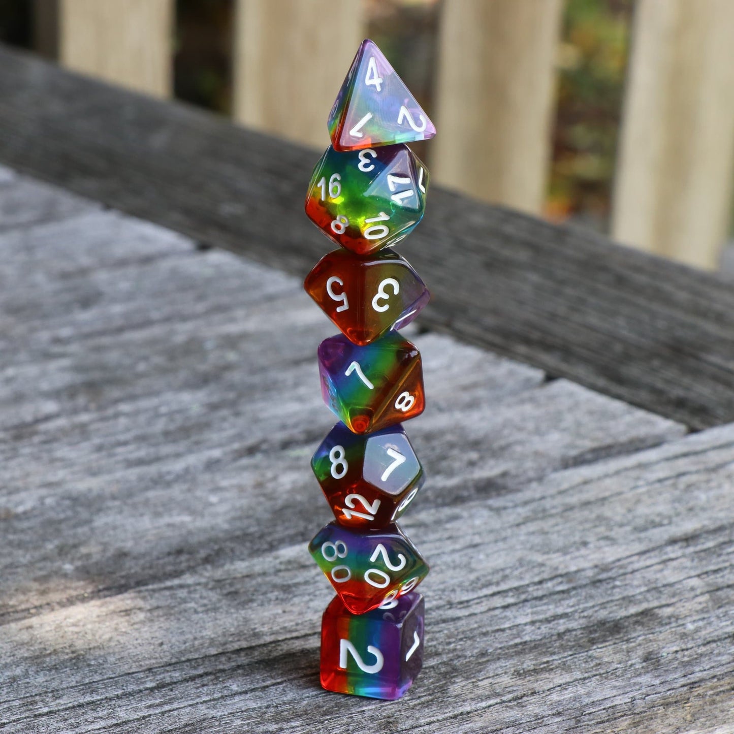 RPG Dice | Transparent Layer Rainbow | Set of 7