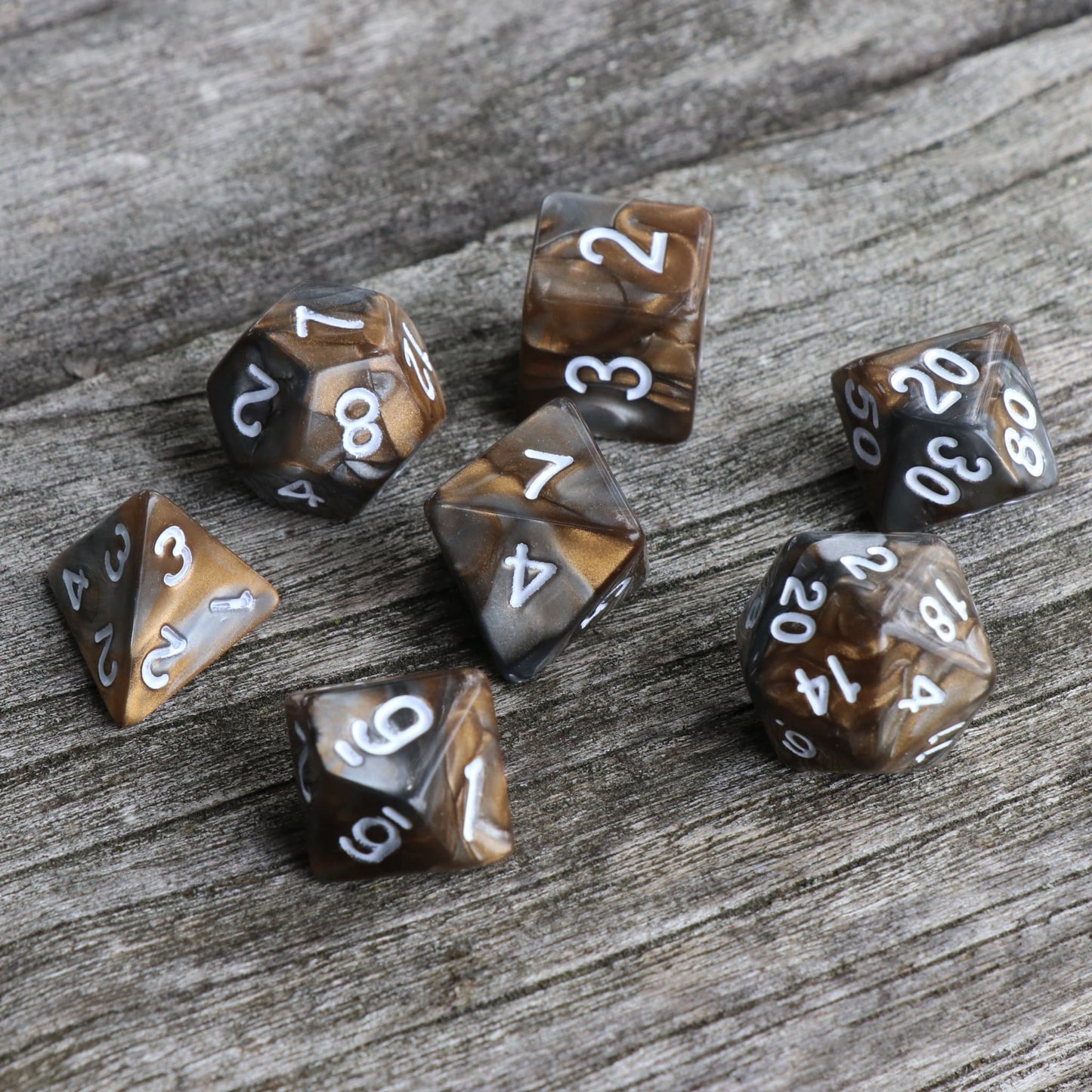 RPG Dice - Blend Silver Gold - Set of 7