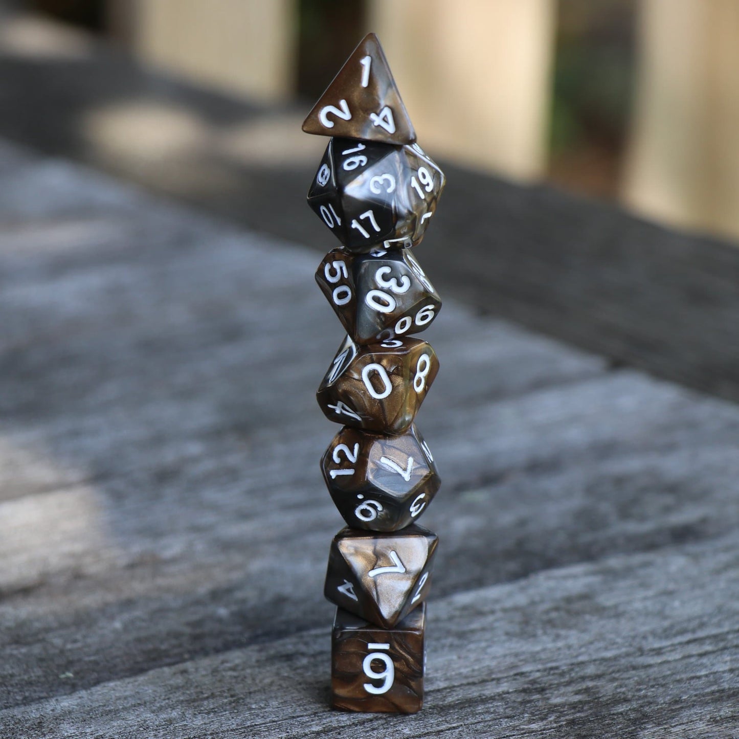 RPG Dice - Blend Silver Gold - Set of 7