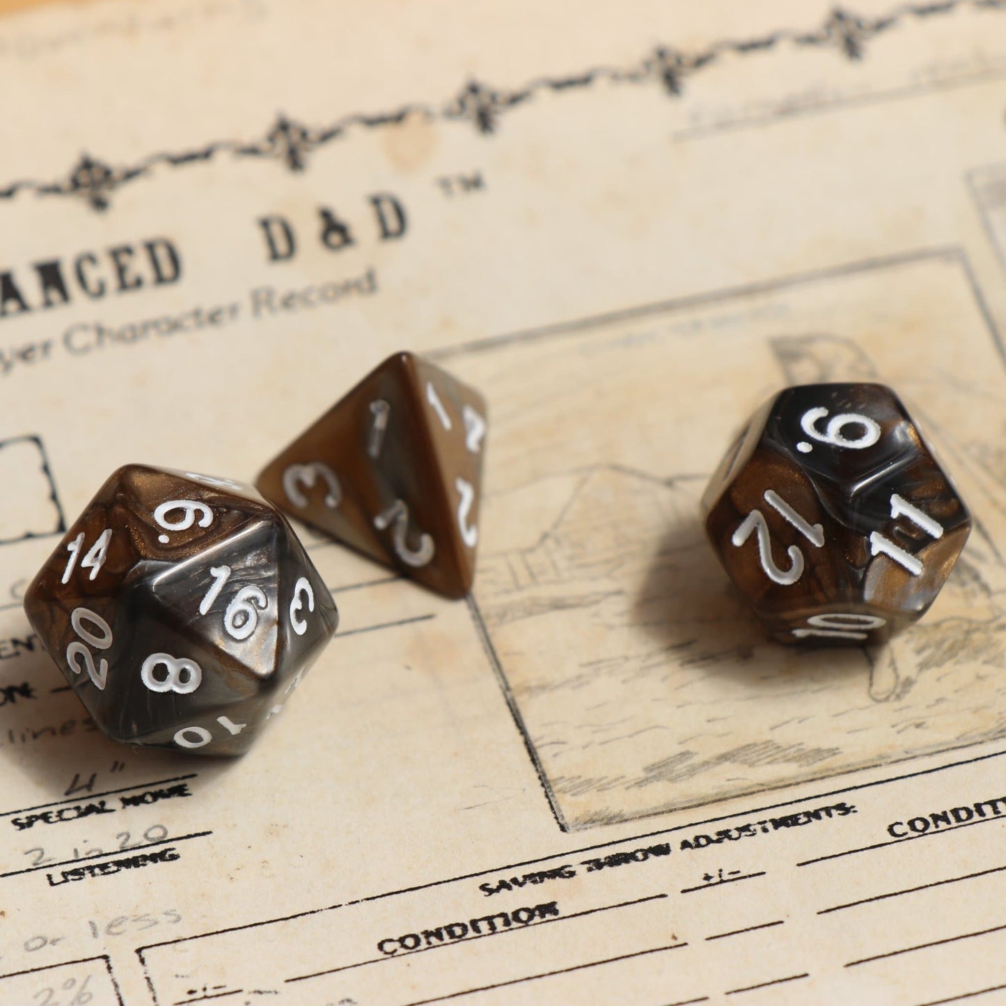 RPG Dice - Blend Silver Gold - Set of 7