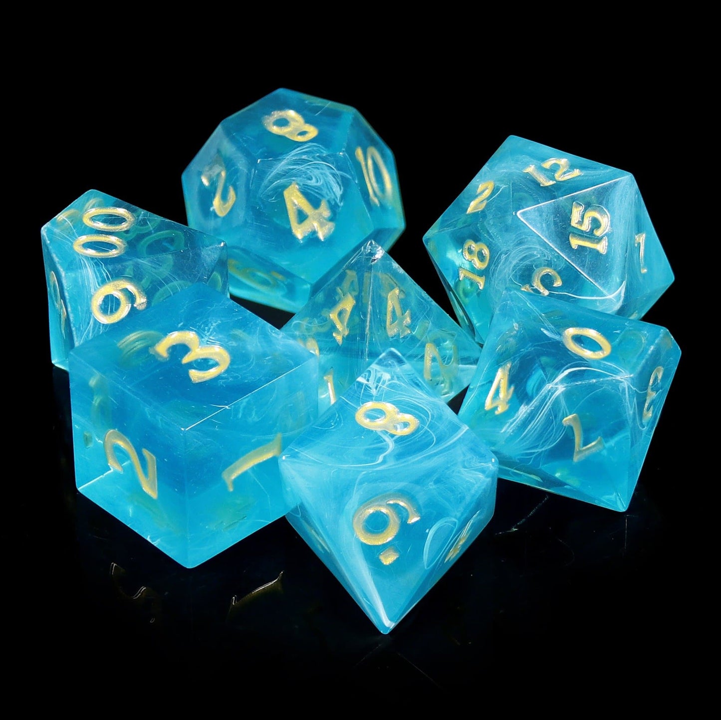 RPG Dice | "Neptune's Throne" (Sharp Edged) | Set of 7