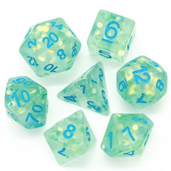 RPG Dice | "Shimmer Scale" Frosted Cyan | Set of 7