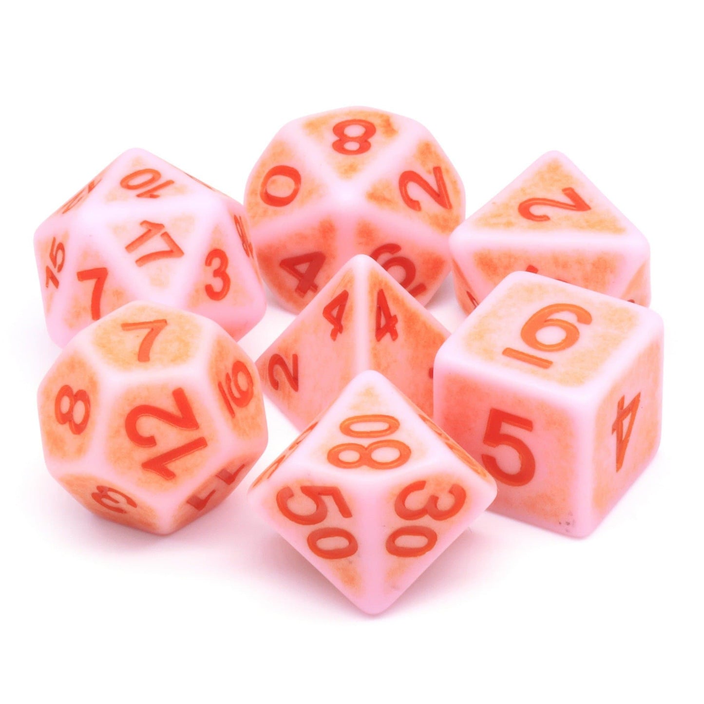 Polyhedral Dice Set | Acrylic | "Synthwave Blush" | Set of 7 (D0138)