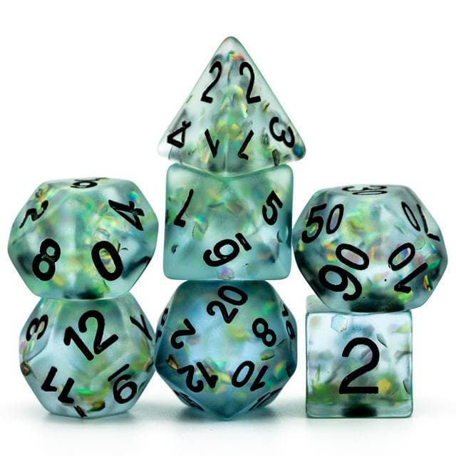 RPG Dice - "Frosted Shimmer" Blue - Set of 7