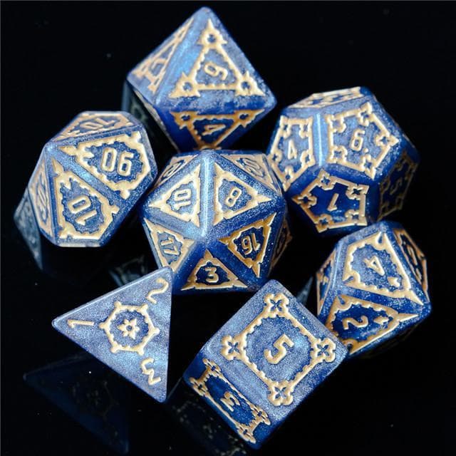 Large RPG Dice | "Chunky Castle" Blue | Set of 7