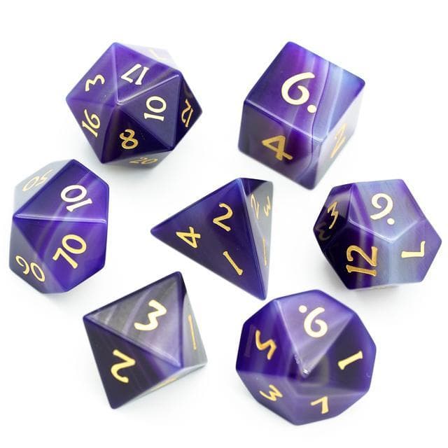 Gemstone Dice | Purple Agate | Set of 7