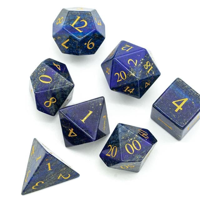 Polyhedral Dice Set | Gemstone | Natural Lapis Lazuli | Set of 7 (D0211)