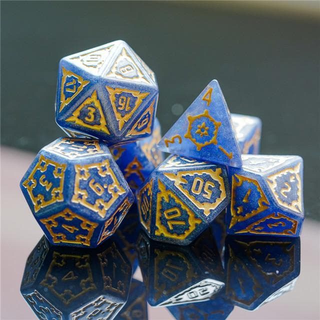 Large RPG Dice | "Chunky Castle" Blue | Set of 7