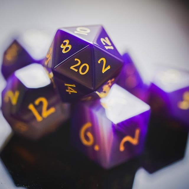 Gemstone Dice | Purple Agate | Set of 7