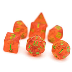 RPG Dice | "Strawberry Thorns" Green Ink | Set of 7
