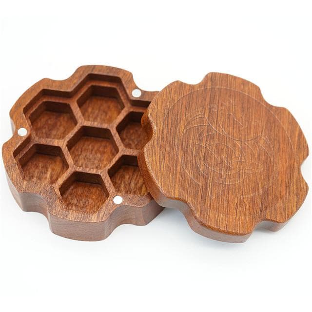 Dice Box | Wooden Hexagonal | Sapele with Dragon & Knot