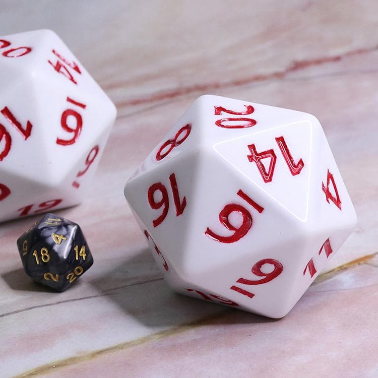 Colossal d20 (55mm) | White w/ Red Ink