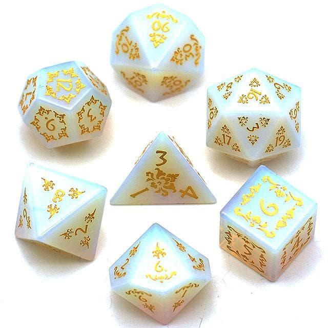 Gemstone Dice - Opalite Filigree - Set of 7
