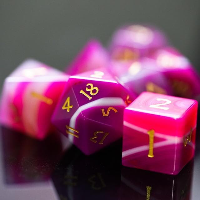 Gemstone Dice | Pink Agate | Set of 7