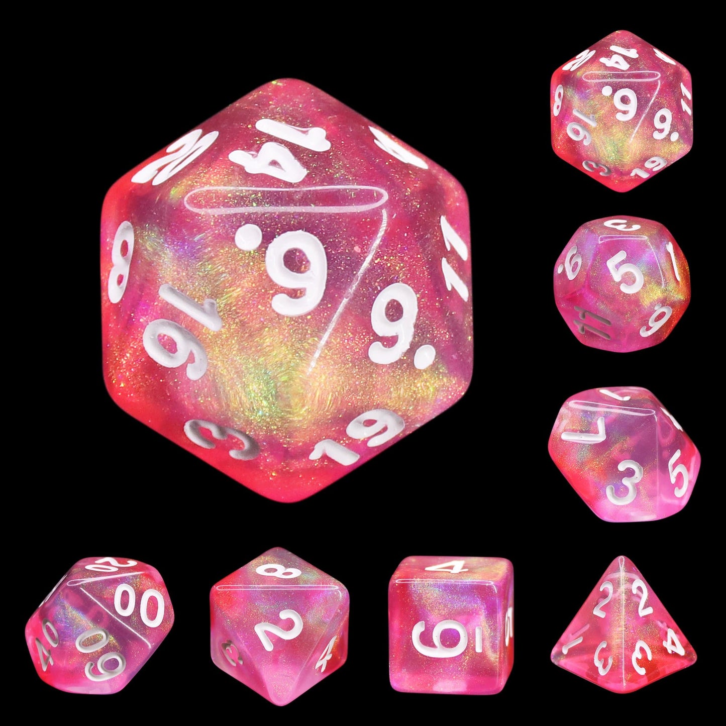 RPG Dice | "Carnival" (White Ink) | Set of 7