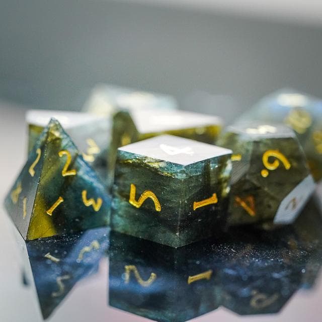 Gemstone Dice | Natural Labradorite | Set of 7