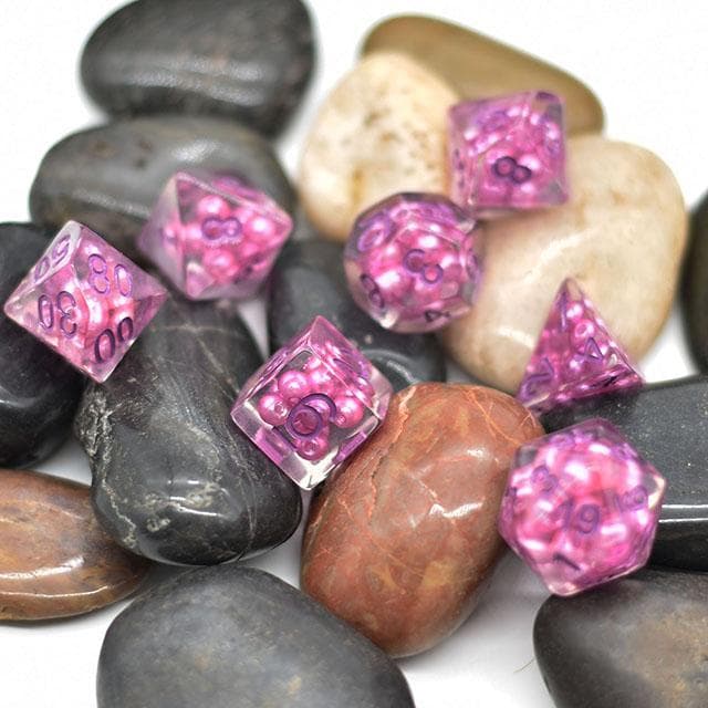 RPG Dice - Purple "Suspended Molecule" - Set of 7