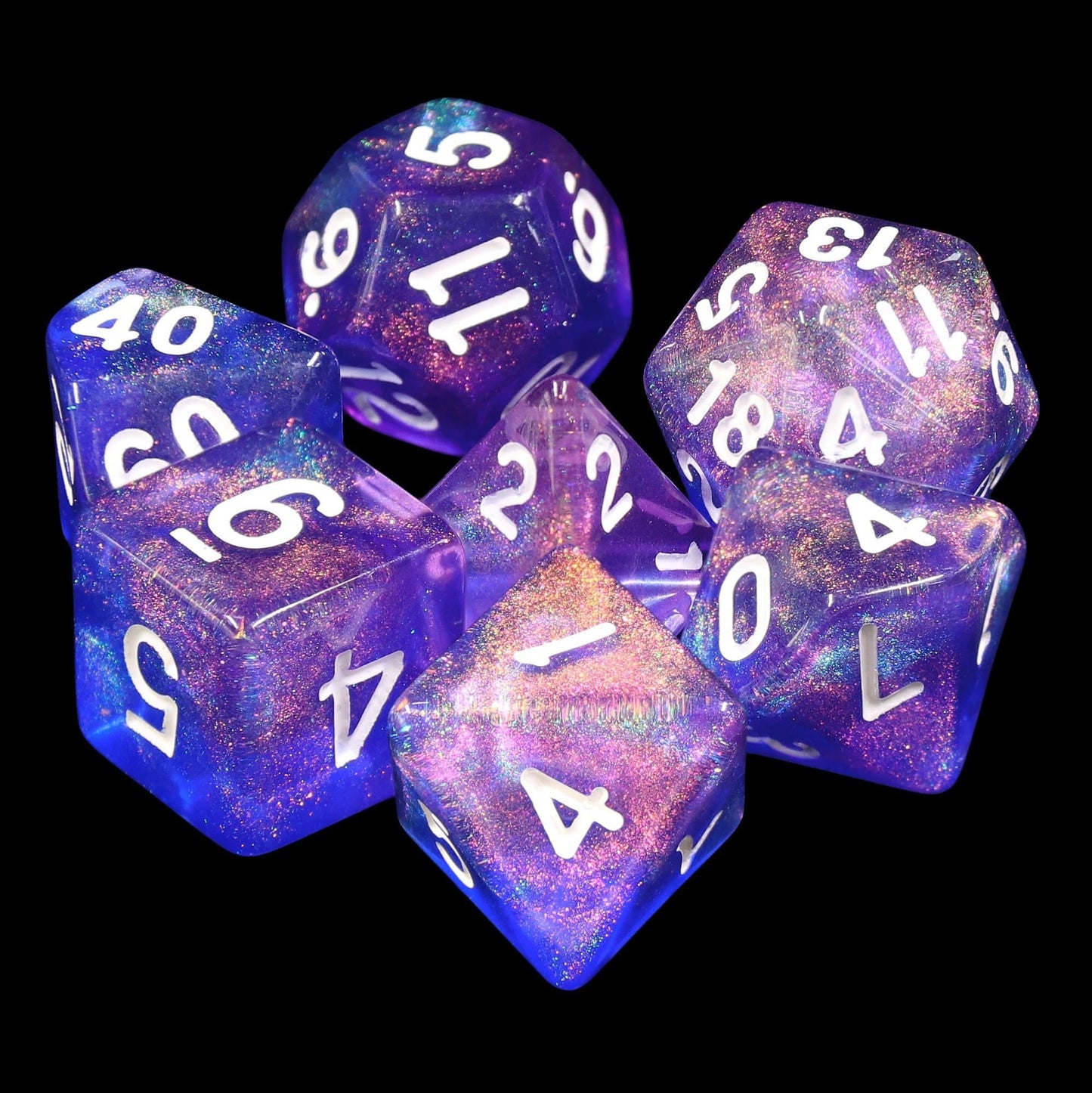 RPG Dice | "Cosmic Beyond" (White Ink) | Set of 7
