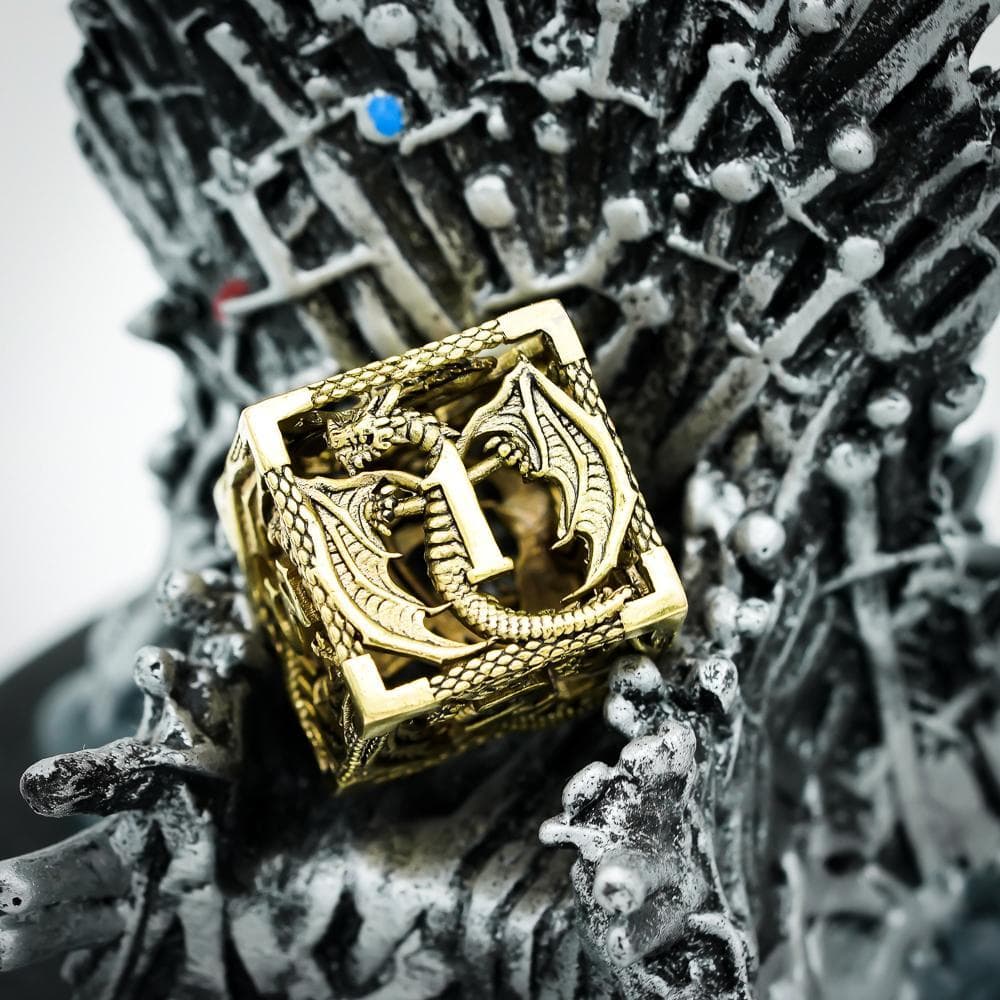 Metal Dice | Hollow "Dragon" Bronze | Set of 7