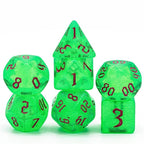 Polyhedral Dice Set | Acrylic | "Toxic Thorns" Magenta Ink | Set of 7 (D0185)