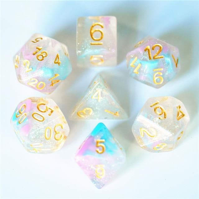 RPG Dice | "Ethereal Shimmer" | Set of 7
