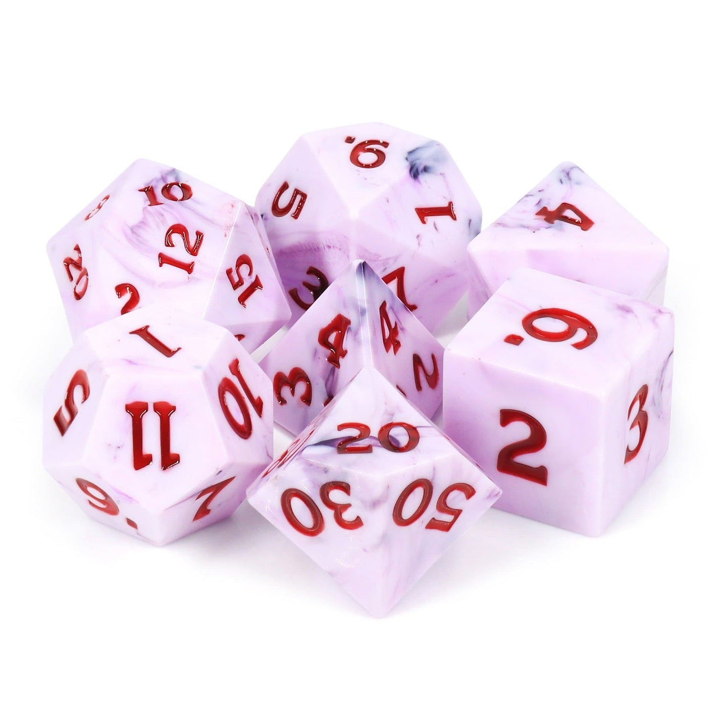 RPG Dice | "Blood and Bone" (Sharp Edged) | Set of 7