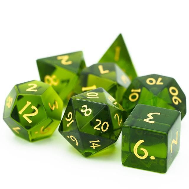 Glass Dice | Green | Set of 7