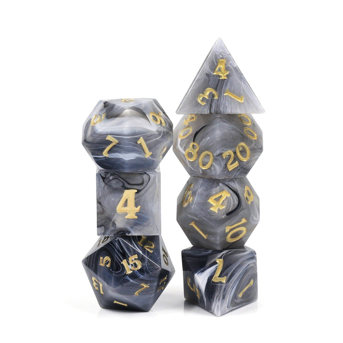 RPG Dice | "Merchant of Asphodel" (Sharp Edged) | Set of 7
