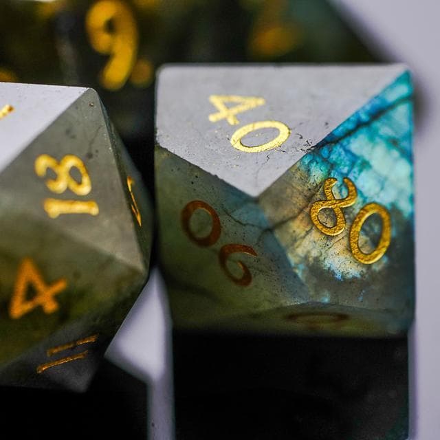 Gemstone Dice | Natural Labradorite | Set of 7