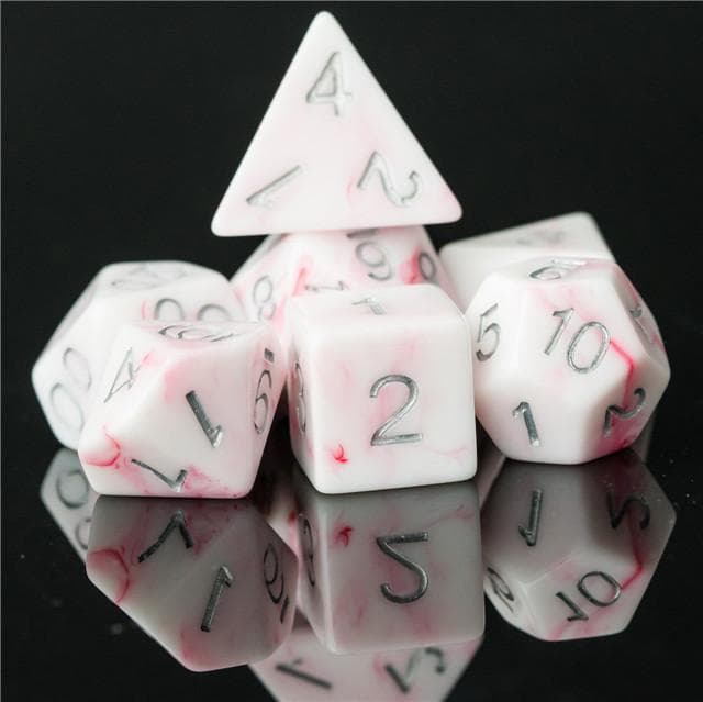 Polyhedral Dice Set | Acrylic | "Pink Marble" | Set of 7 (D0109)
