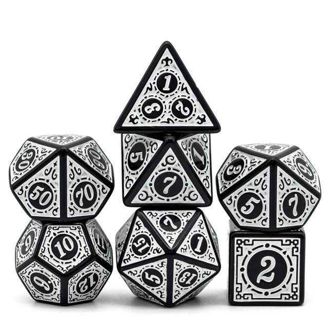 Polyhedral Dice Set | Acrylic | "White Alchemy" | Set of 7 (D0262)