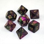 Chessex | Polyhedral Dice Set | Acrylic | Gemini Green-Purple/gold (CHX 26434)