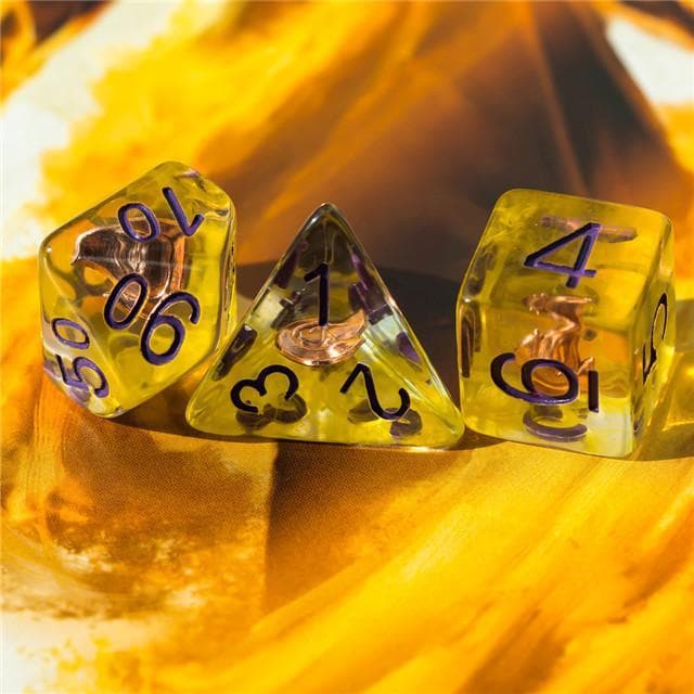 Polyhedral Dice Set | Acrylic | "Sorcerer's Fire" | Set of 7 (D0089)