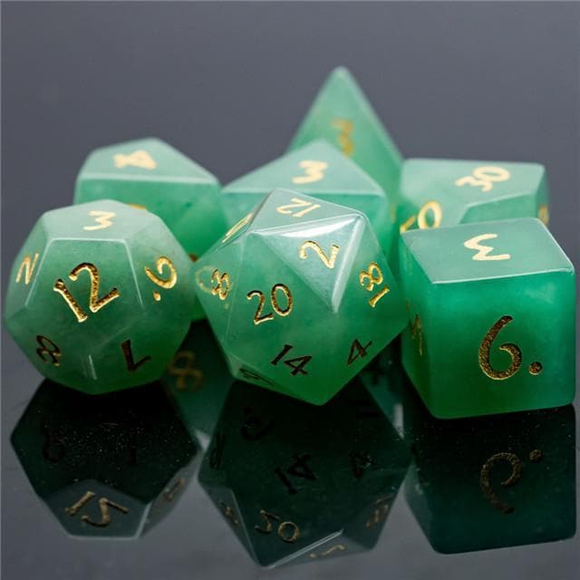 Gemstone Dice | Natural Green Aventurine | Set of 7