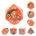 RPG Dice | "Molten Steel" Blend Silver Orange | Set of 7