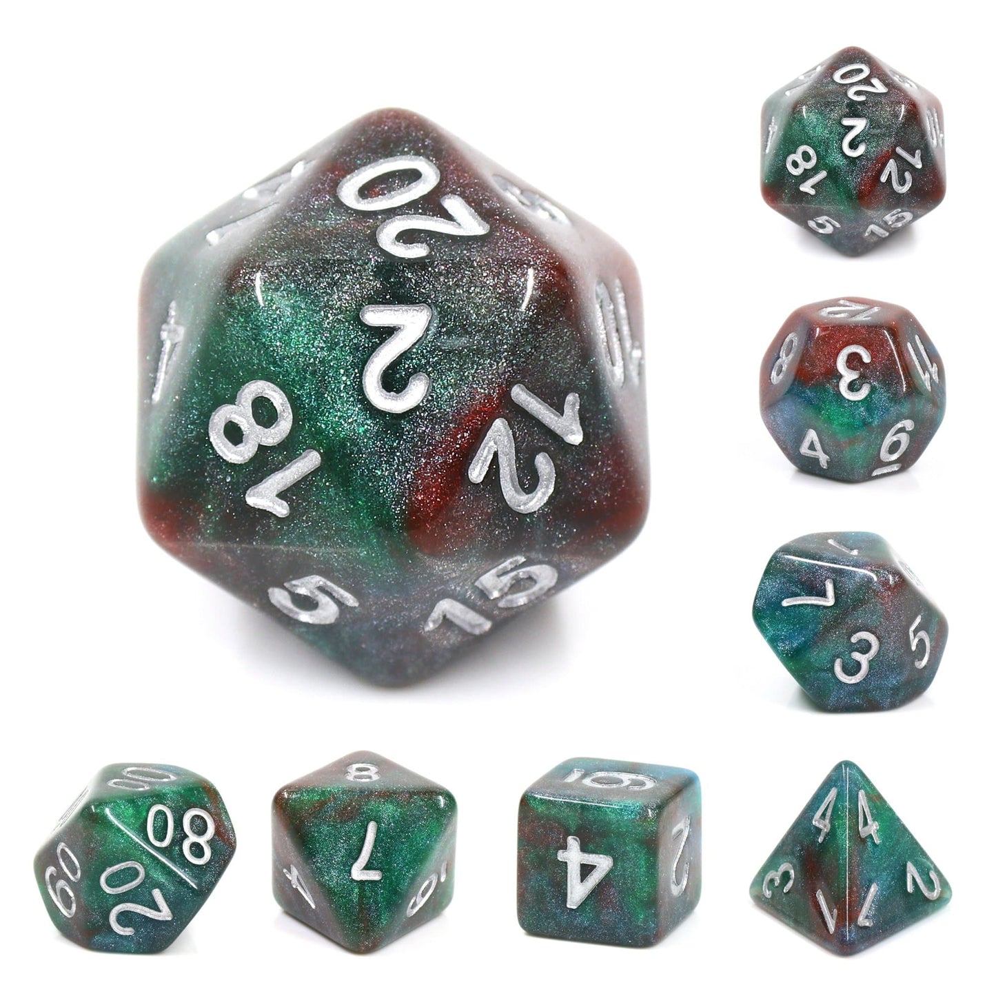 RPG Dice | "Bloodstone" | Set of 7