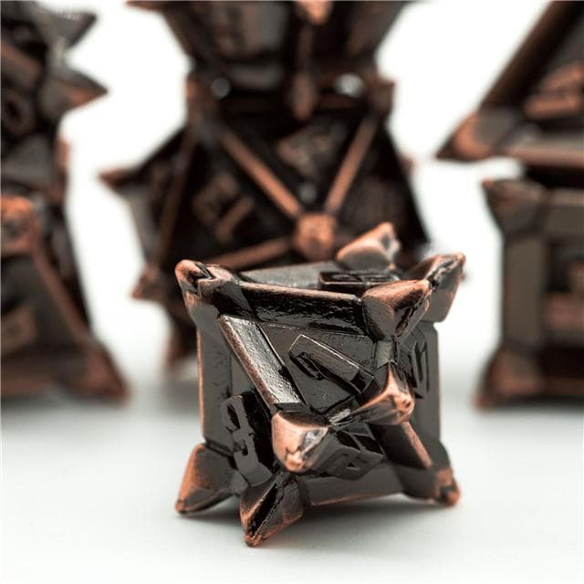 Metal Dice | "Cruel Caltrops" Brushed Copper | Set of 7